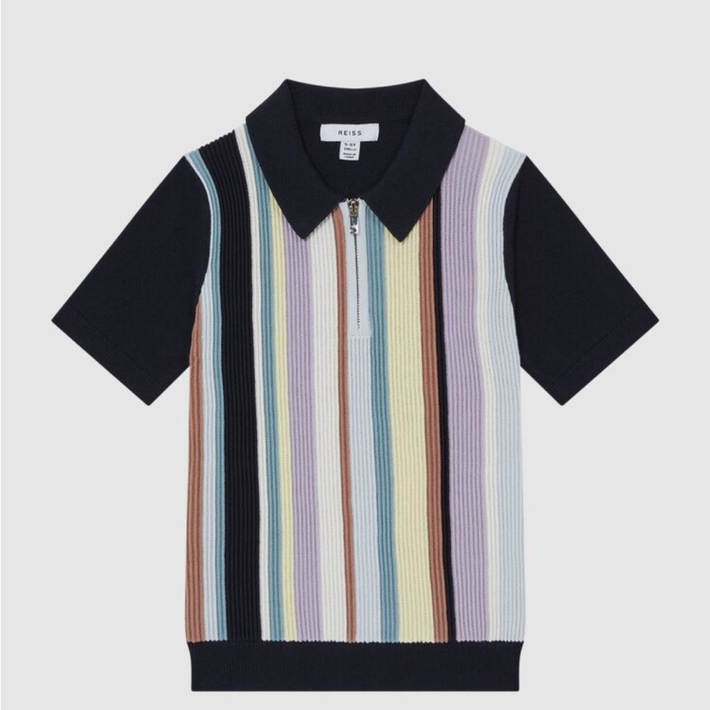 Reiss 3-4years HARRIS
STRIPED RIBBED HALF ZIP POLO T-SHIRT IN MULTI